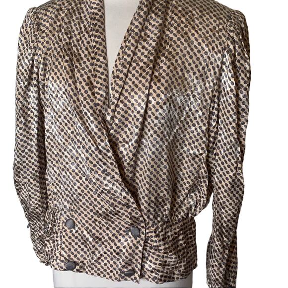 NWT Vintage 80’s Mijoli silk blouse structured shoulder double breasted - Picture 3 of 7